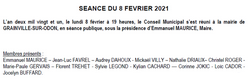 PROCES VERBAL DE LA REUNION DU CONSEIL MUNICIPAL SÉANCE  DU 8 février 2021