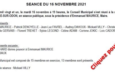 PROCES VERBAL DE LA REUNION DU CONSEIL MUNICIPAL SEANCE DU 16 NOVEMBRE 2021