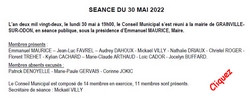 PROCES VERBAL DE LA REUNION DU CONSEIL MUNICIPAL SEANCE DU 30 MAI 2022