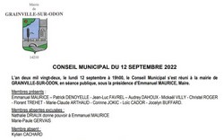 Liste des délibérations du Conseil Municipal du 12 septembre 2022
