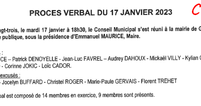 PROCES VERBAL DE LA REUNION DU CONSEIL MUNICIPAL SEANCE DU 17 janvier 2023