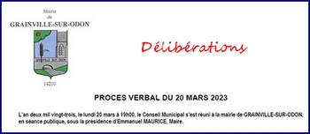 Liste des délibérations du 20 mars 2023