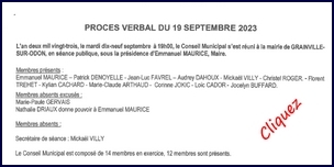 PROCES VERBAL DE LA REUNION DU CONSEIL MUNICIPAL SEANCE DU 19 septembre 2023