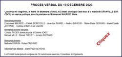Liste des délibérations du 19 décembre 2023