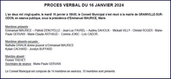 Liste des délibérations du 16 janvier 2024