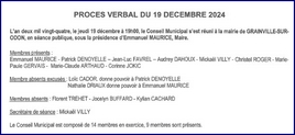 Procès-verbal du conseil municipal du 19 décembre 2024