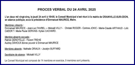 Procès-verbal du conseil municipal du 24 avril 2025