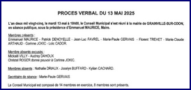 Procès-verbal du conseil municipal du 13 mai 2025
