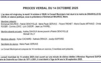 PROCES VERBAL CONSEIL MUNICIPAL DU 14 octobre 2025