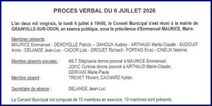 PROCES VERBAL CONSEIL MUNICIPAL DU 6 juillet 2026