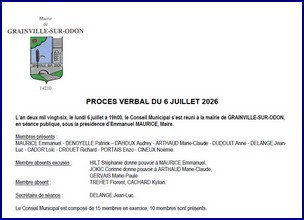 Liste des délibérations PV 6 juillet 2026