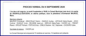 PROCES VERBAL CONSEIL MUNICIPAL DU 8 septembre 2026