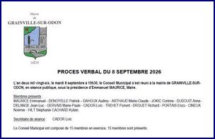 Liste des délibérations PV 8 septembre 2026